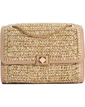 Dune Delphinium Raffia Chain Handle Shoulder Bag - Metallic