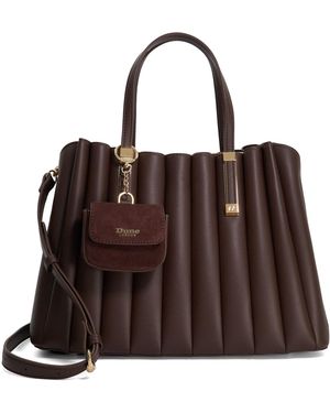 Dune Dolly Pleated Tote Bag With Purse - Brown