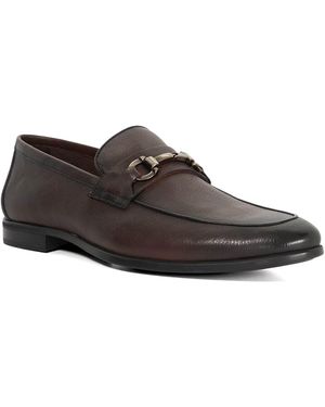 Dune Seymore Wf Leather Wide Fit Snaffle Loafers - Brown
