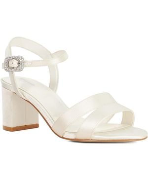 Dune Marital Mid Height Block Wedding Heels - White