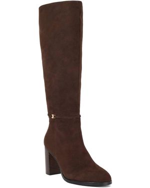 Dune Starlling Knee-High Block Heel Boots - Brown