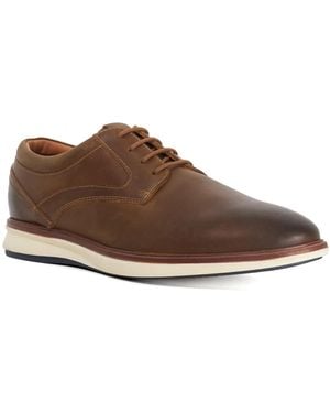 Dune Brydon Wf Leather Wide Fit Lace-Up Trainers - Brown