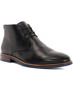 Dune Millers Wf Wide Fit Round Toe Leather Lace Up Boots - Black