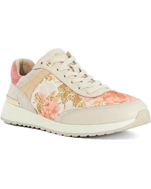 Dune Esmara Floral Lace-Up Trainers - Natural