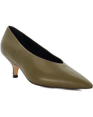 Dune Audio Leather Kitten Heel Court Shoes - Green