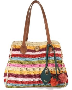 Dune Devotedly Raffia Double Grab Handle Tote Bag - Red