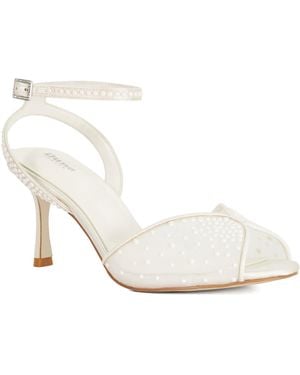 Dune Musings Embellished Mesh Ankle Strap Wedding Shoes - White