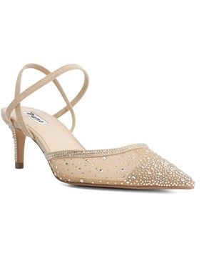 Dune Charismatic Mesh Diamante Slingback Shoes - Natural
