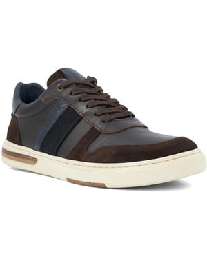 Dune Terence Leather-Trim Low-Top Trainers - Black