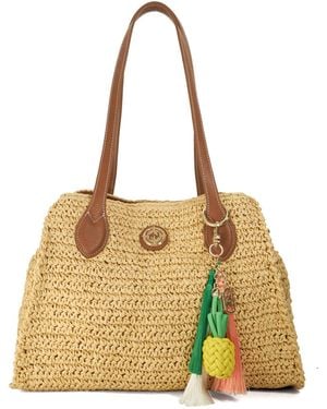 Dune Devotedly Raffia Double Grab Handle Tote Bag - Natural