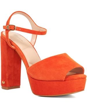 Dune Mayci Suede Platform Open Toe Sandals - Red