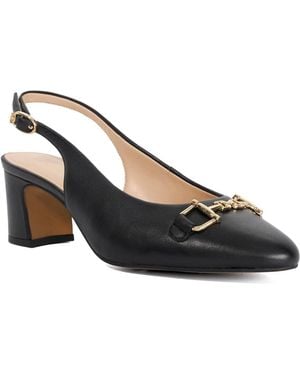 Dune Diplomatic T Sling-Back Snaffle Trim Court Shoes - Blue