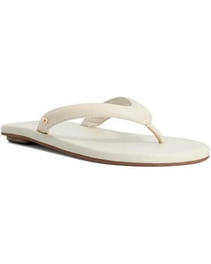 Dune Levana Suede Toe Post Flat Flip Flop Sandals - White