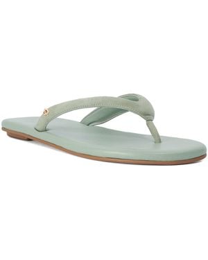 Dune Levana Suede Toe Post Flat Flip Flop Sandals - Green