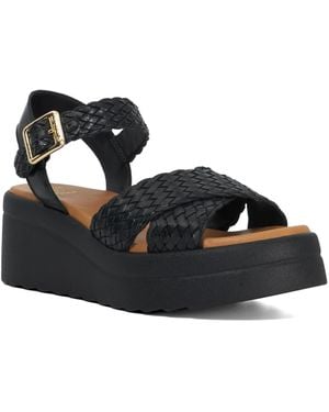 Dune Kinleys Braided Leather Wedge Sandals - Black