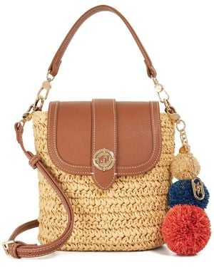 Dune Dimple Raffia Crossbody Bag - Brown