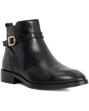 Dune Pemma Flat Leather Ankle Boots - Black