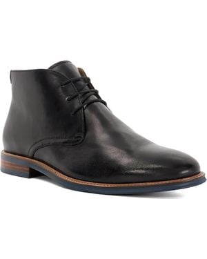 Dune Millers Wf Wide Fit Round Toe Leather Lace Up Boots - Black