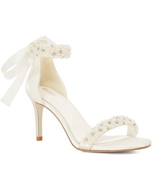 Dune Moonstruck Ribbon Ankle-Tie Embellished Bridal Sandals - Metallic