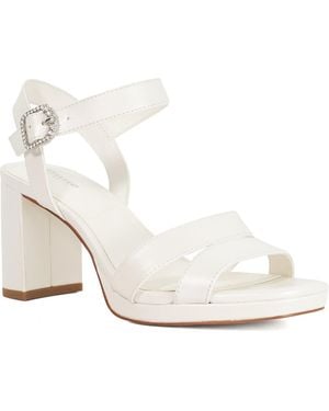 Dune Madeforlove Leather Platform Block Heel Bridal Shoes - White