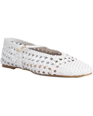 Dune Hazella Woven Leather Mary Jane Flat Shoes - White
