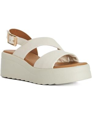 Dune Karing Leather Wedge Sandals - Natural