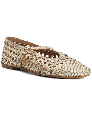 Dune Hazella Woven Mary Jane Ballet Flats - Natural