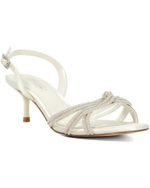 Dune Moments Satin Low Stiletto Heel Sandals - White