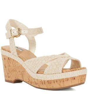 Dune Wf Kelulu Wide Fit Textured Wedge Heels - Metallic