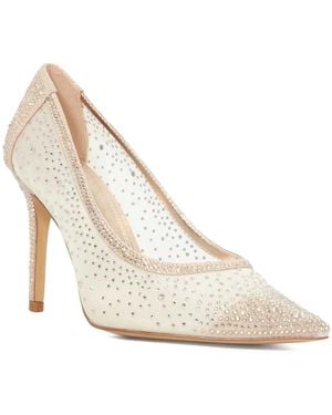 Dune Brightest Mesh Diamante Court Shoes - White