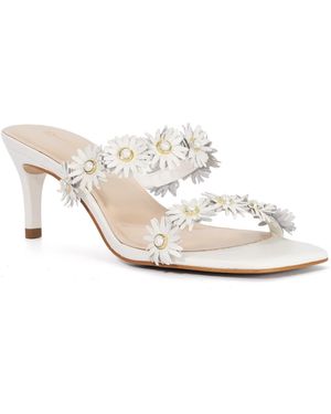 Dune Maltas Leather Daisy Embellished Sandals - White