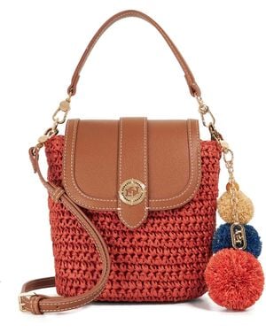 Dune Dimple Raffia Crossbody Bag - Red