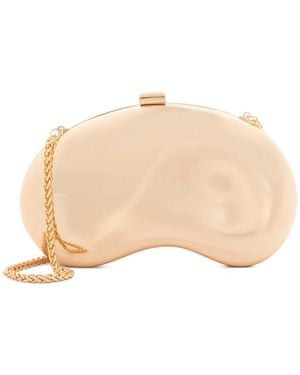 Dune Eline Metal Clutch Bag With Chain - Natural