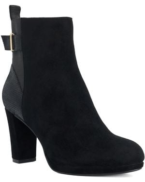 Dune Olens Leather Buckle Detail Heeled Boots - Black