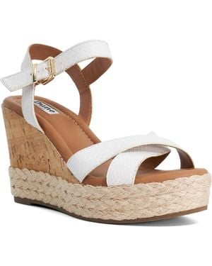 Dune Kindest Cork And Woven Wedge Sandals - Metallic