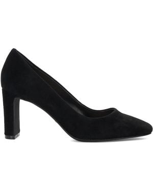 Dune Wf Arriving Wide Fit High Block Heel Court Shoes - Black