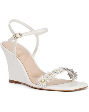 Dune Milennial Floral Embellished Wedge Sandals - White
