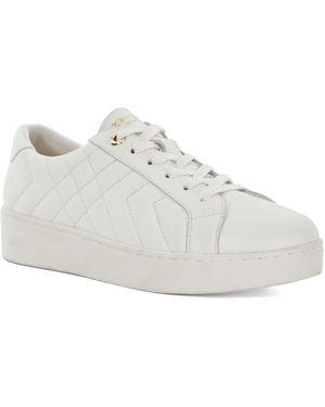 Dune Wf Egent Quilted Leather Lace Up Trainers - White