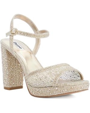 Dune Mesmerizing Embellished Platform Sandals - White