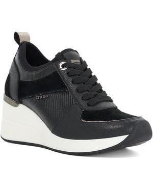Dune Eloisa Lace-Up Wedge Trainers - Blue