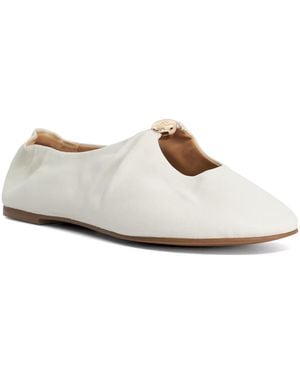 Dune Havella Ruched Leather Ballet Flats - White