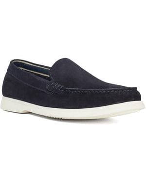 Dune Wf Bufton Wide Fit Suede Loafers - Blue