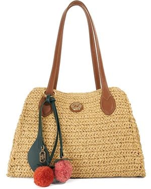 Dune Devotedly Raffia Double Grab Handle Tote Bag - Metallic