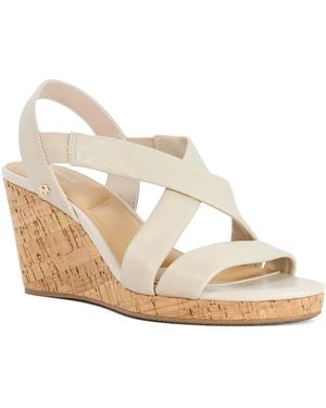 Dune Wf Kamies Wide Fit Cork Wedge Heel Shoes - Natural