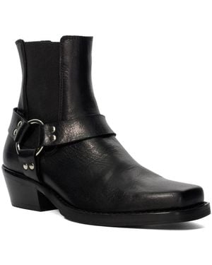 Dune Parked T Harness Leather Biker Boots - Black