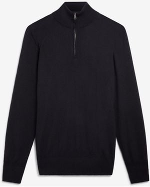 dunhill ' Luxury Superfine Cashmere 1/4 Zip Jumper - Blue