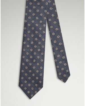dunhill Luxury Floral Repeat Woven Tie - Blue