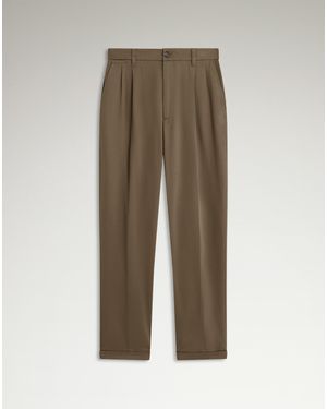 dunhill Herren Luxury Chinohose Aus Elastischem Baumwolltwill Mit Doppelter Bundfalte - Natur