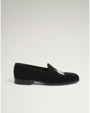 dunhill Herren Luxury Slipper Mit Foxterrier-Stickerei - Weiß