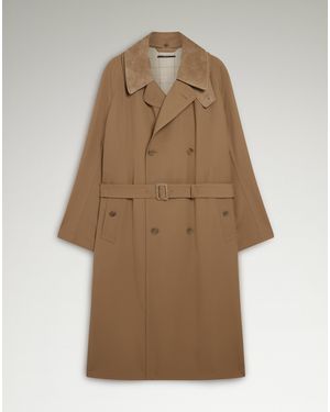 dunhill Luxury Wool Double Breasted Trench Coat - Natural